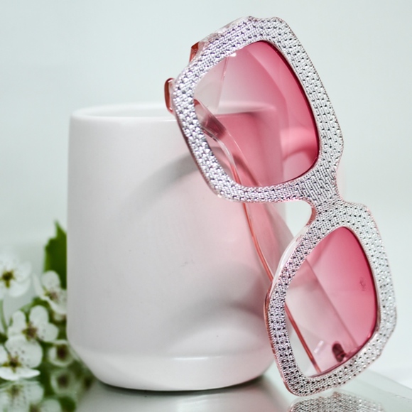 "Morning Princees" Rhinestones Frame Pink Lenses - Picture 7 of 8